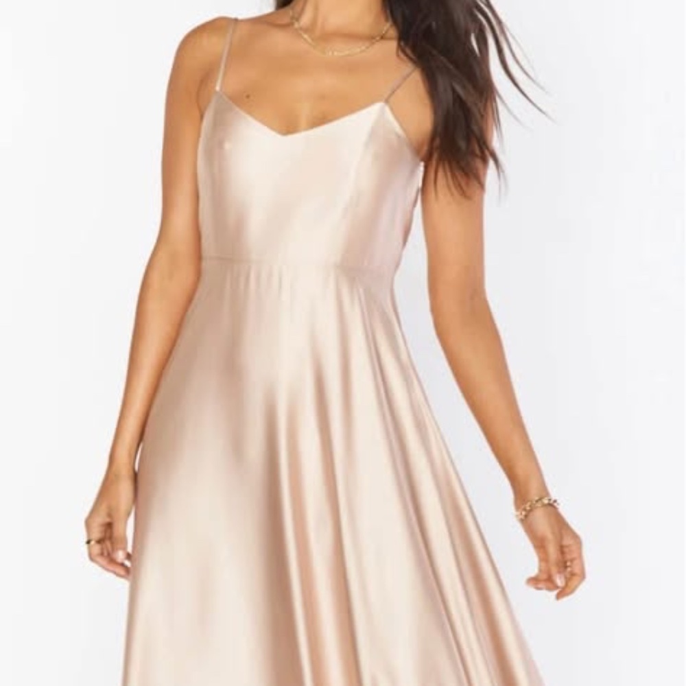 Show Me Your Mumu Faith Champagne Luxe Satin Bridesmaid Dress